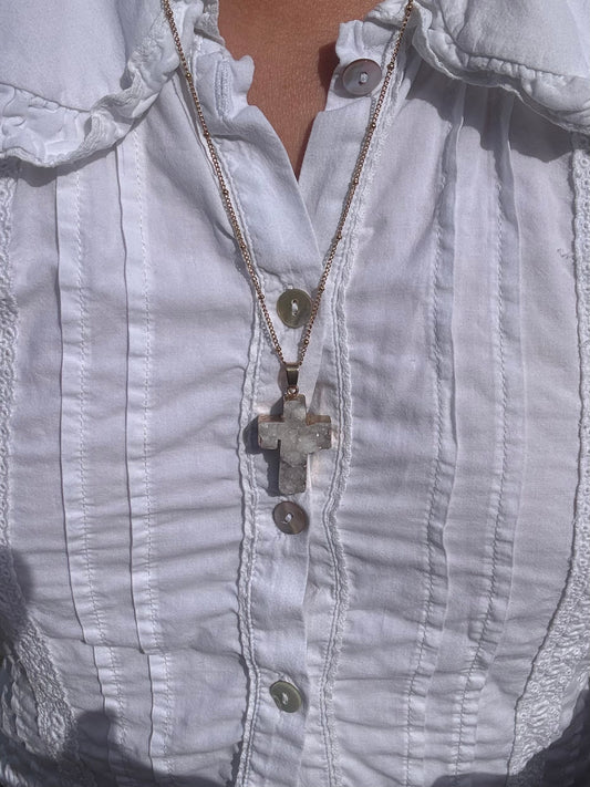 Semi Precious Cross Necklace