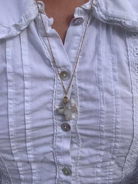 Semi Precious Square Cross Necklace