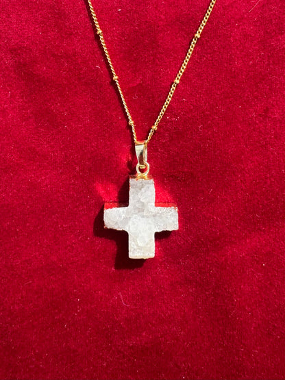 Semi Precious Square Cross Necklace